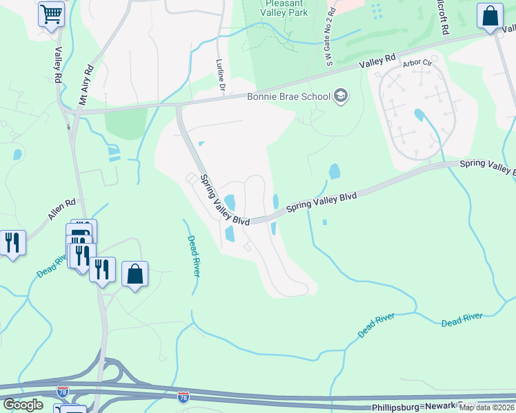 map of restaurants, bars, coffee shops, grocery stores, and more near 335 English Place in Basking Ridge