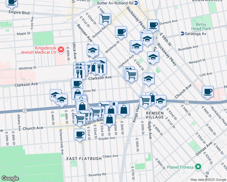 map of restaurants, bars, coffee shops, grocery stores, and more near in Brooklyn