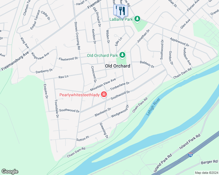 map of restaurants, bars, coffee shops, grocery stores, and more near 3651 Timberlane Drive in Easton