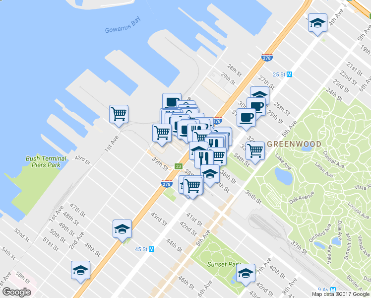 map of restaurants, bars, coffee shops, grocery stores, and more near in Brooklyn