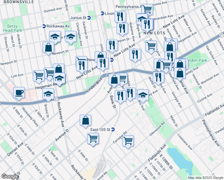 map of restaurants, bars, coffee shops, grocery stores, and more near 807 Bank Street in Brooklyn