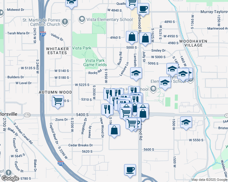 map of restaurants, bars, coffee shops, grocery stores, and more near 1886 Champagne Avenue in Salt Lake City