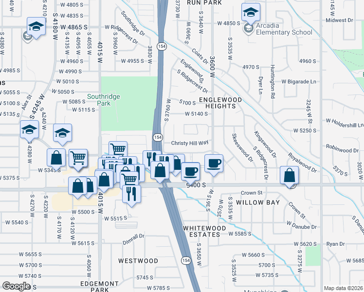 map of restaurants, bars, coffee shops, grocery stores, and more near 3713 Christy Hill Way in Taylorsville