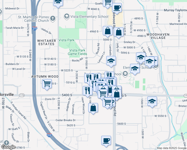 map of restaurants, bars, coffee shops, grocery stores, and more near 1886 Champagne Avenue in Salt Lake City