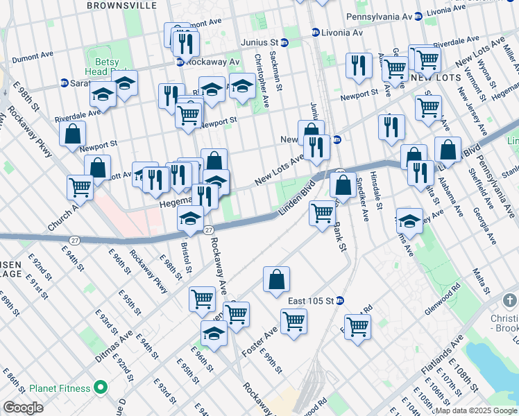 map of restaurants, bars, coffee shops, grocery stores, and more near 912 Mother Gaston Boulevard in Brooklyn