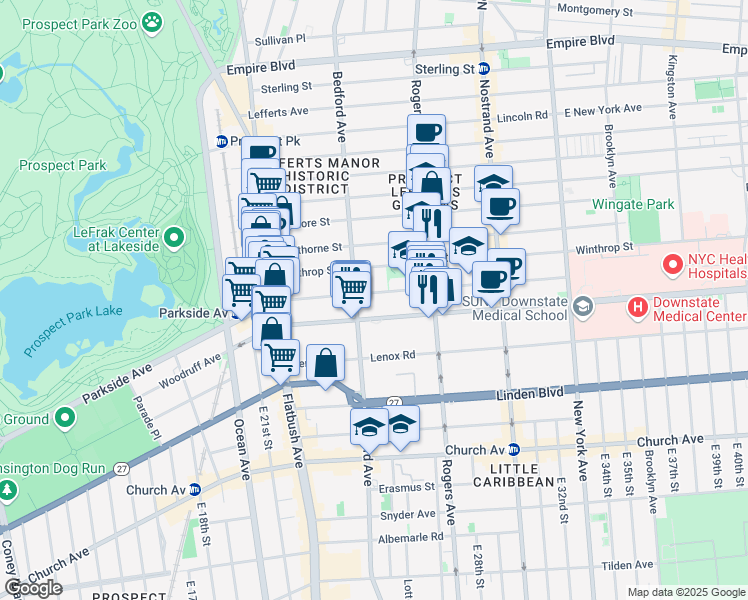 map of restaurants, bars, coffee shops, grocery stores, and more near in Brooklyn