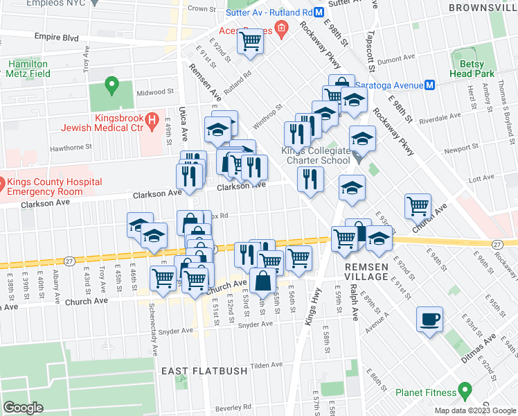 map of restaurants, bars, coffee shops, grocery stores, and more near in Brooklyn