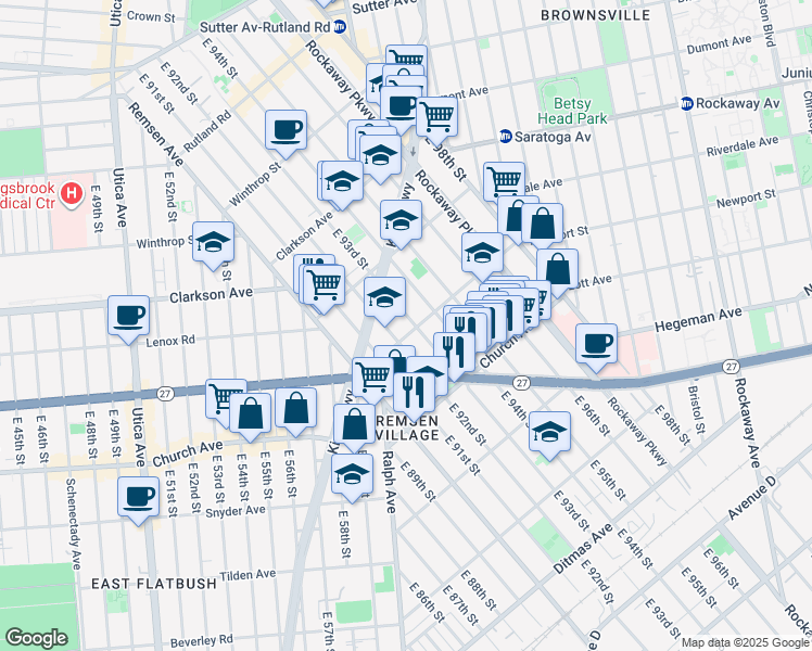 map of restaurants, bars, coffee shops, grocery stores, and more near 1035 Willmohr Street in Brooklyn