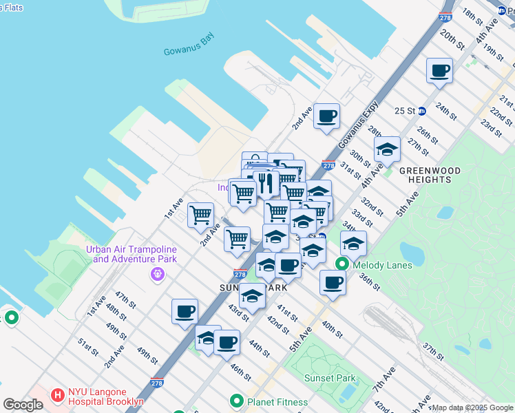map of restaurants, bars, coffee shops, grocery stores, and more near in Brooklyn