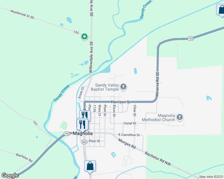map of restaurants, bars, coffee shops, grocery stores, and more near 499 Elson Street in Magnolia