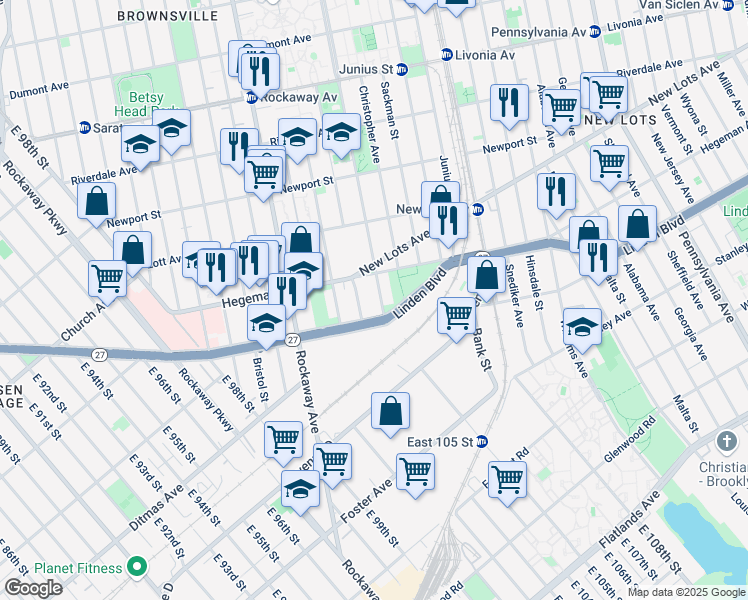 map of restaurants, bars, coffee shops, grocery stores, and more near 912 Mother Gaston Boulevard in Brooklyn