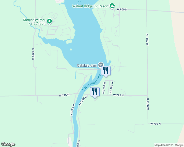 map of restaurants, bars, coffee shops, grocery stores, and more near 13080 North 1225 West in Monticello