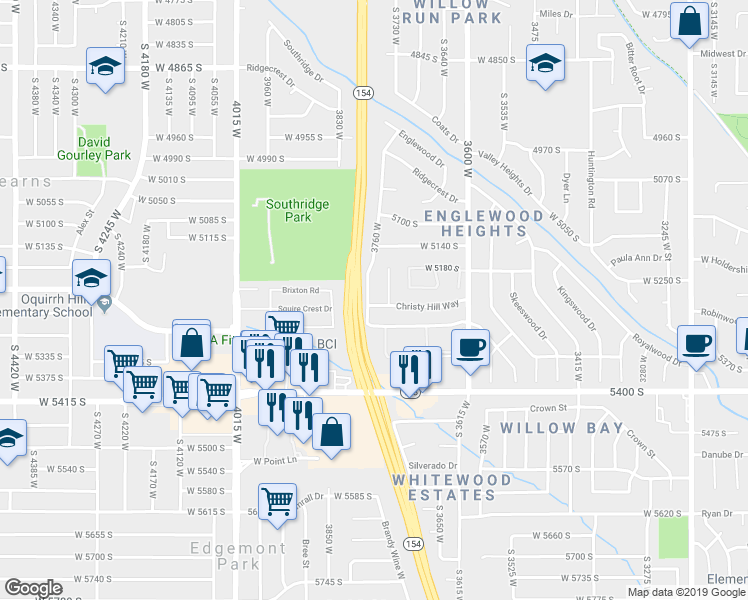 map of restaurants, bars, coffee shops, grocery stores, and more near 5235 3760 West in Salt Lake City