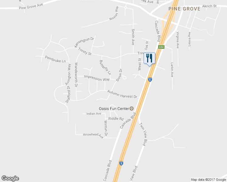 map of restaurants, bars, coffee shops, grocery stores, and more near 4601 Autumn Harvest Way in Shasta Lake