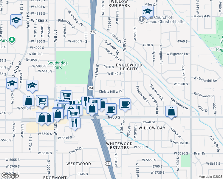map of restaurants, bars, coffee shops, grocery stores, and more near 3676 Christy Hill Way in Salt Lake City