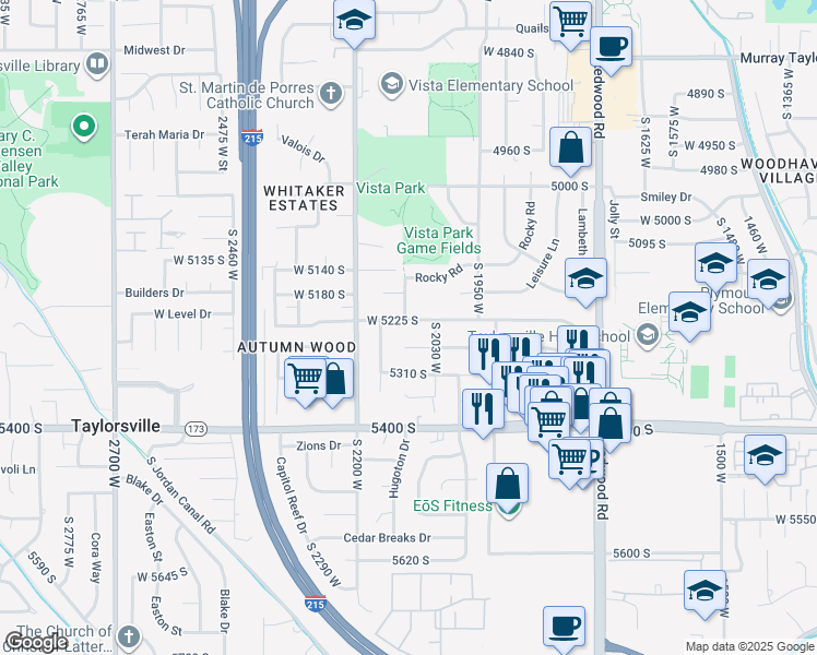 map of restaurants, bars, coffee shops, grocery stores, and more near 2093 West Chateau Avenue in Salt Lake City
