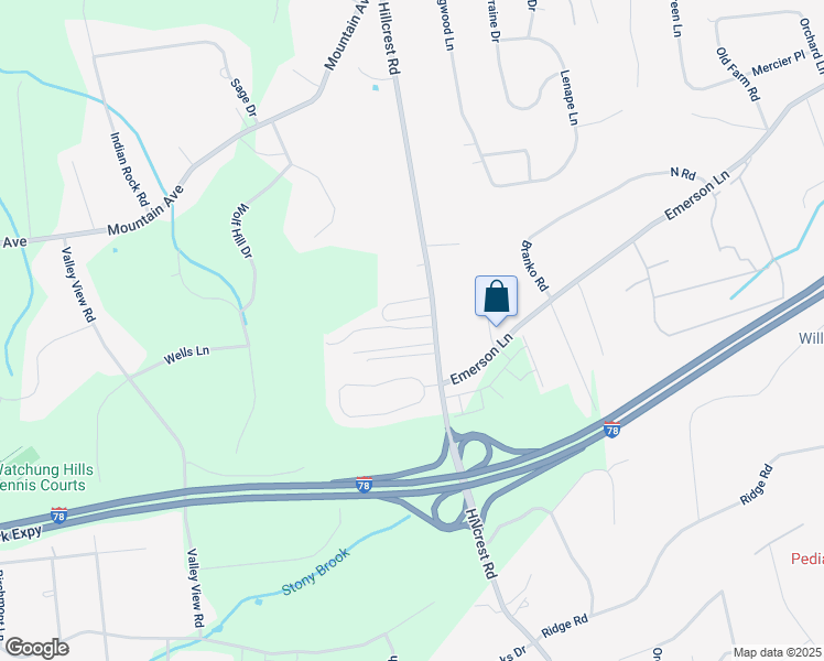 map of restaurants, bars, coffee shops, grocery stores, and more near 25 Hillcrest Road in Warren