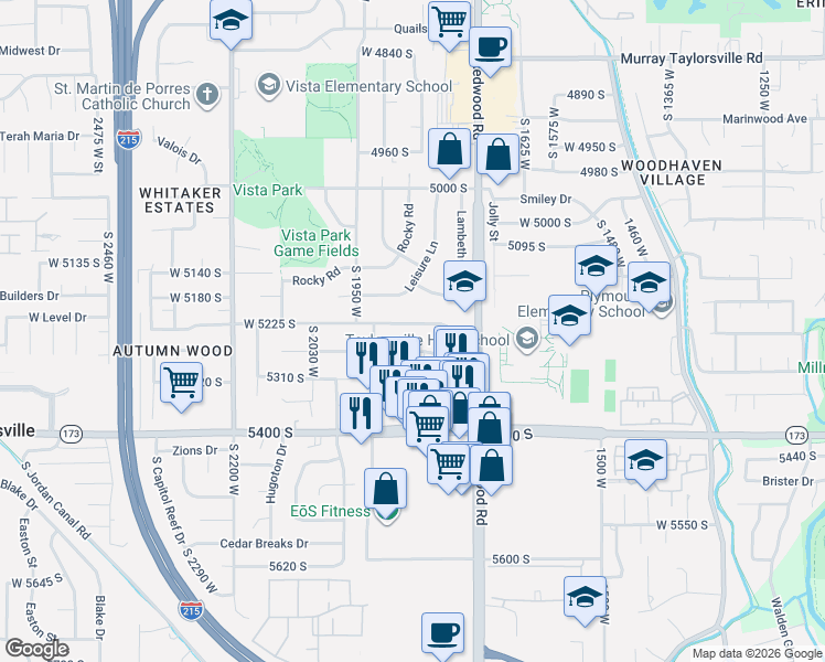 map of restaurants, bars, coffee shops, grocery stores, and more near 1833 West Chateau Avenue in Salt Lake City