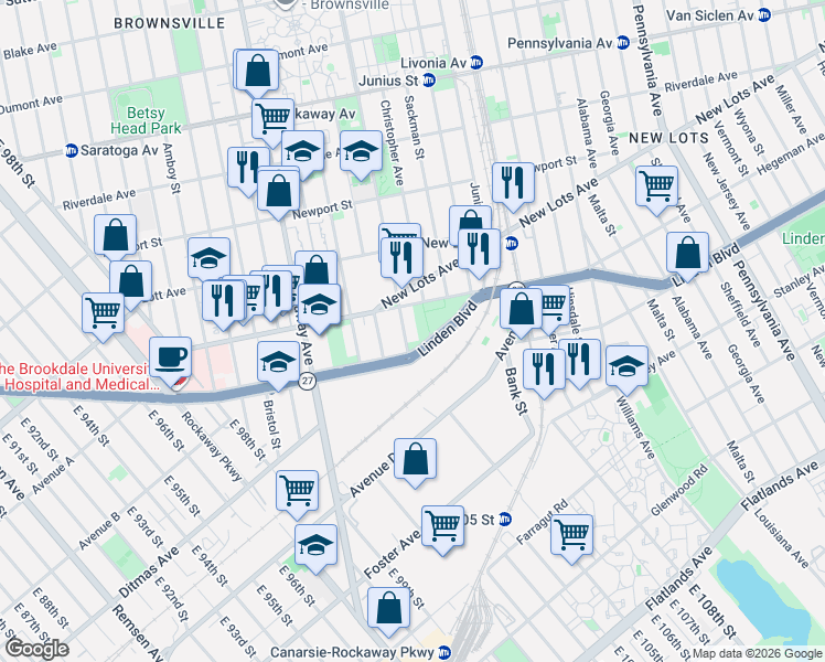 map of restaurants, bars, coffee shops, grocery stores, and more near 912 Mother Gaston Boulevard in Brooklyn
