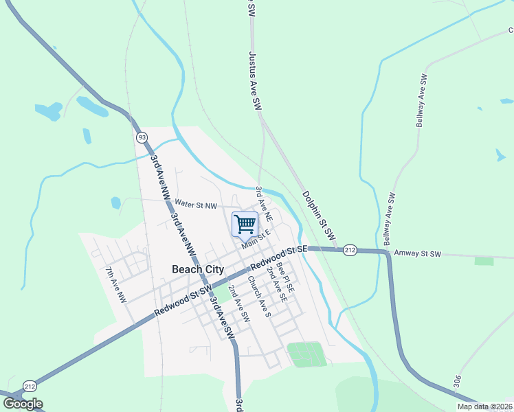 map of restaurants, bars, coffee shops, grocery stores, and more near 201 2nd Avenue Southeast in Beach City