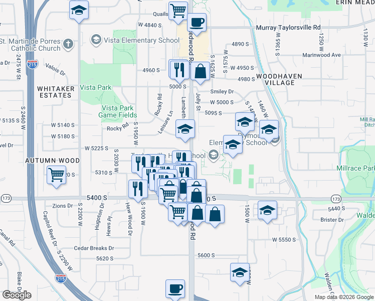 map of restaurants, bars, coffee shops, grocery stores, and more near 1714 Chateau Avenue in Salt Lake City