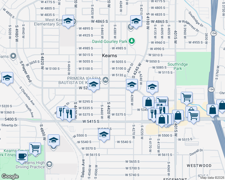 map of restaurants, bars, coffee shops, grocery stores, and more near 5245 South 4420 West in Kearns