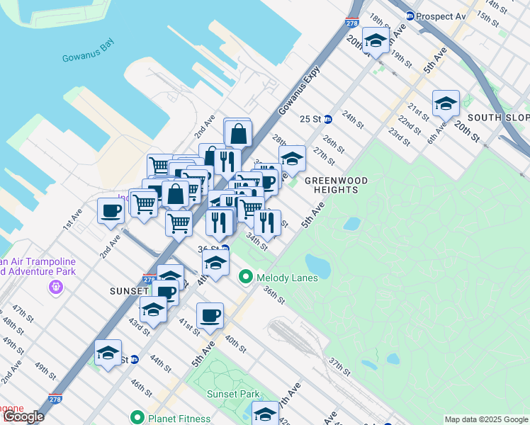 map of restaurants, bars, coffee shops, grocery stores, and more near in Brooklyn