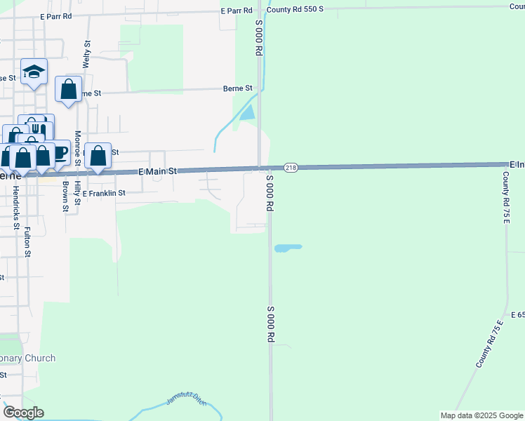 map of restaurants, bars, coffee shops, grocery stores, and more near 6000-6564 South 000 Road in Berne