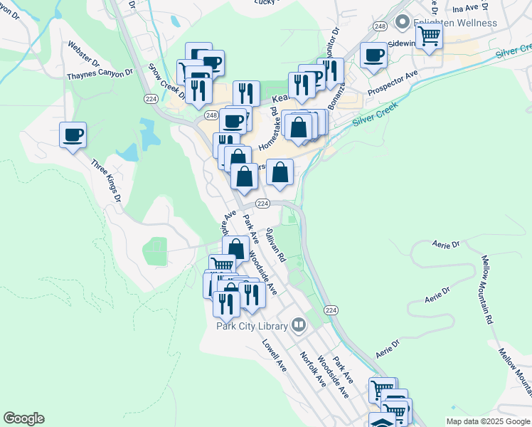 map of restaurants, bars, coffee shops, grocery stores, and more near 1510 Park Avenue in Park City