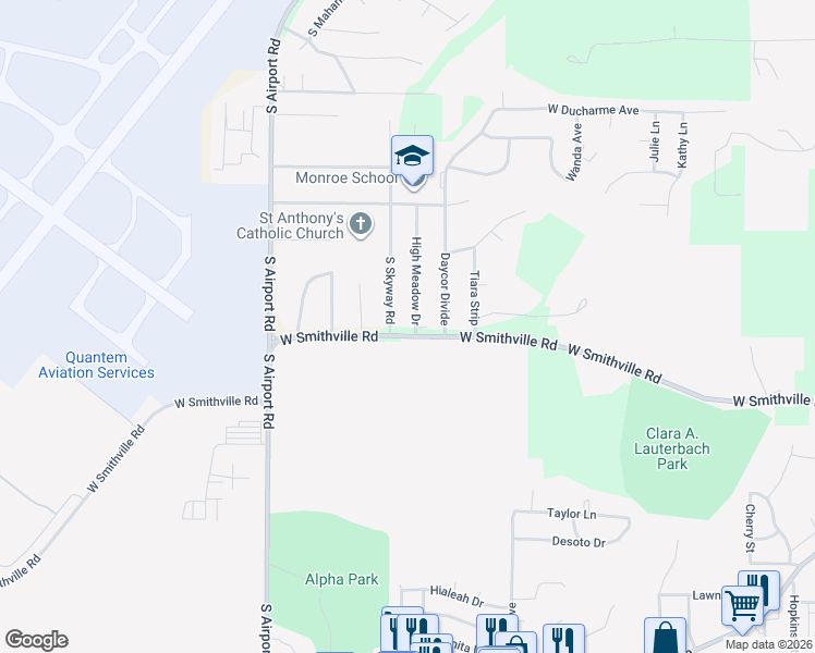 map of restaurants, bars, coffee shops, grocery stores, and more near 5065-5139 W Smithville Rd in Bartonville