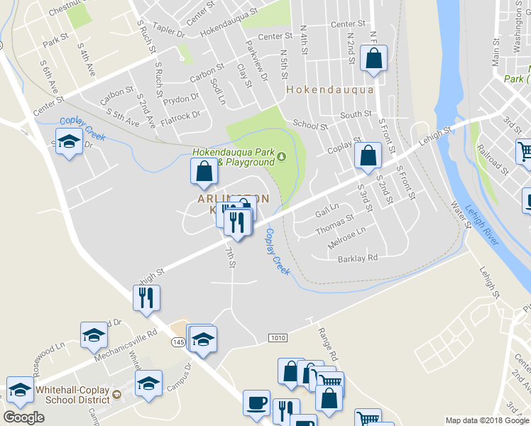 map of restaurants, bars, coffee shops, grocery stores, and more near 3001 6th Street in Whitehall