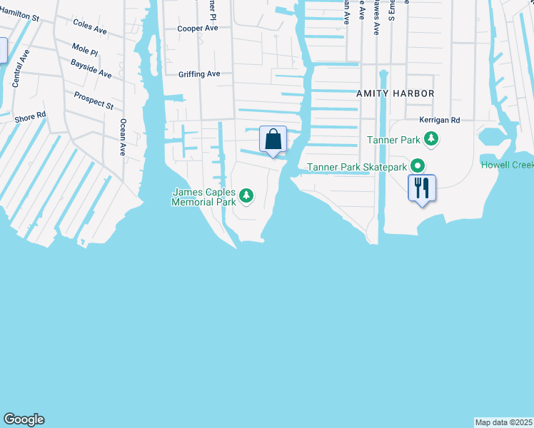 map of restaurants, bars, coffee shops, grocery stores, and more near 28 Victoria Drive in Amityville