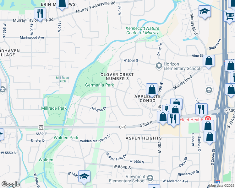 map of restaurants, bars, coffee shops, grocery stores, and more near in Murray