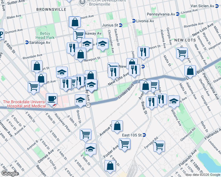 map of restaurants, bars, coffee shops, grocery stores, and more near 912 Mother Gaston Boulevard in Brooklyn