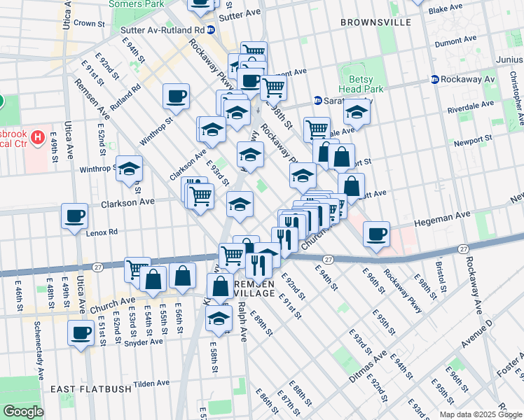 map of restaurants, bars, coffee shops, grocery stores, and more near 1035 Willmohr Street in Brooklyn