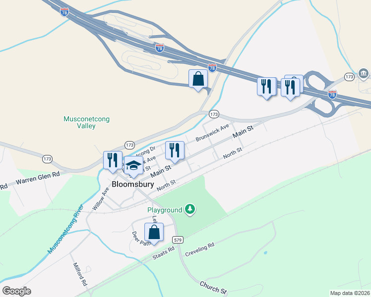 map of restaurants, bars, coffee shops, grocery stores, and more near 91 Brunswick Avenue in Bloomsbury