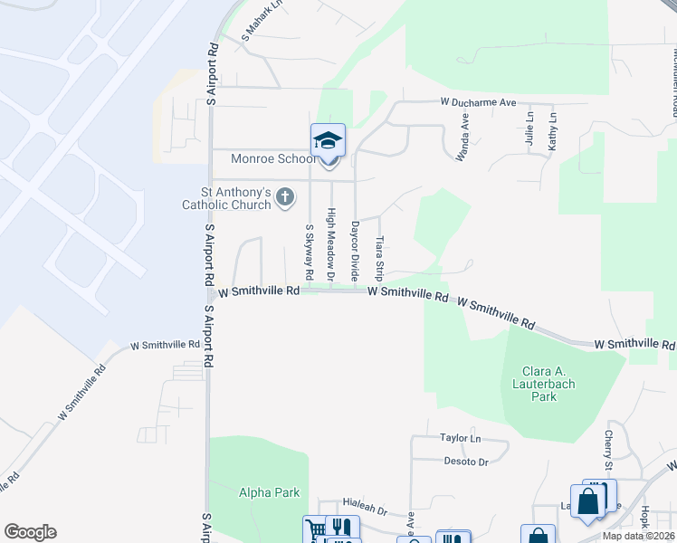 map of restaurants, bars, coffee shops, grocery stores, and more near 5065-5139 W Smithville Rd in Bartonville