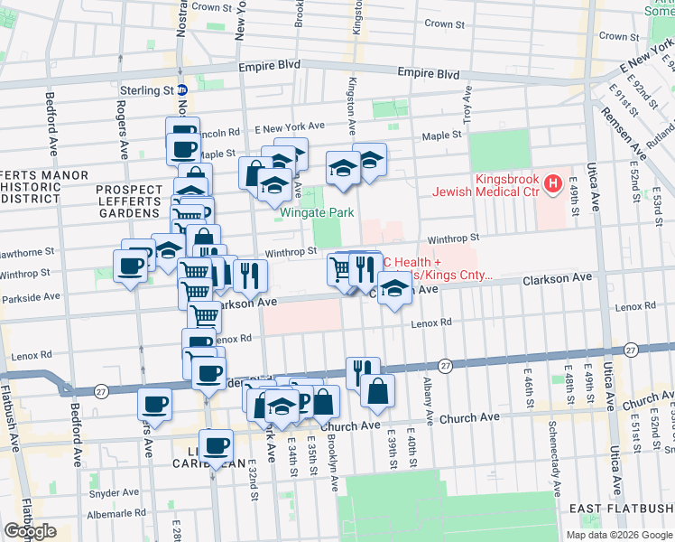 map of restaurants, bars, coffee shops, grocery stores, and more near in Brooklyn