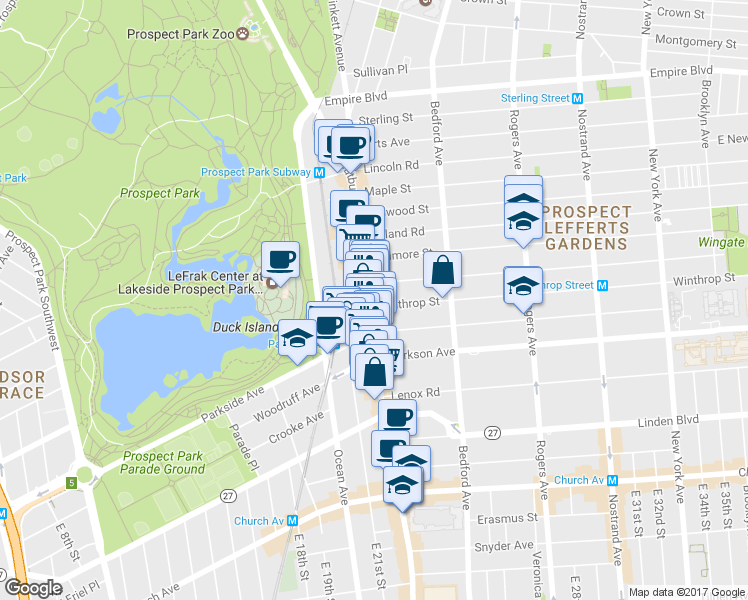 map of restaurants, bars, coffee shops, grocery stores, and more near 712 Flatbush Avenue in Brooklyn