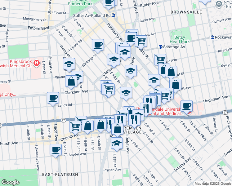 map of restaurants, bars, coffee shops, grocery stores, and more near in Brooklyn