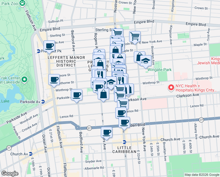 map of restaurants, bars, coffee shops, grocery stores, and more near 268 Hawthorne Street in Brooklyn