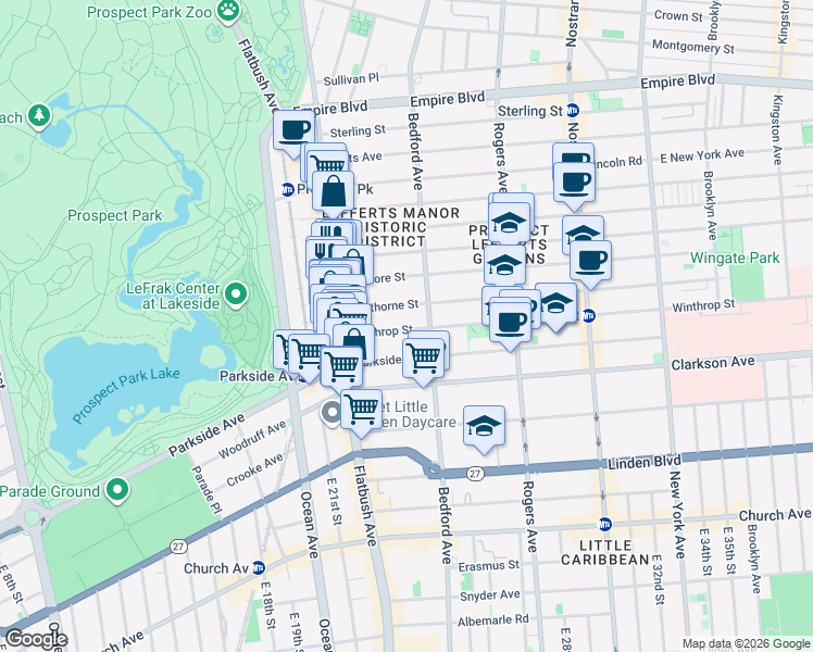 map of restaurants, bars, coffee shops, grocery stores, and more near 75 Hawthorne Street in Brooklyn