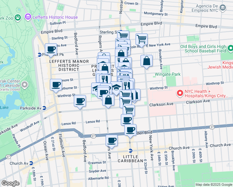 map of restaurants, bars, coffee shops, grocery stores, and more near 268 Hawthorne Street in Brooklyn