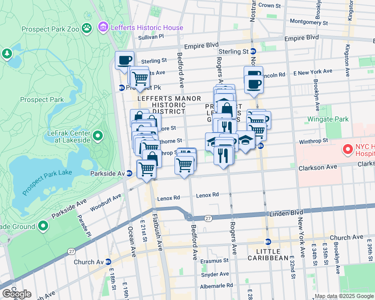 map of restaurants, bars, coffee shops, grocery stores, and more near 125 Hawthorne Street in Brooklyn