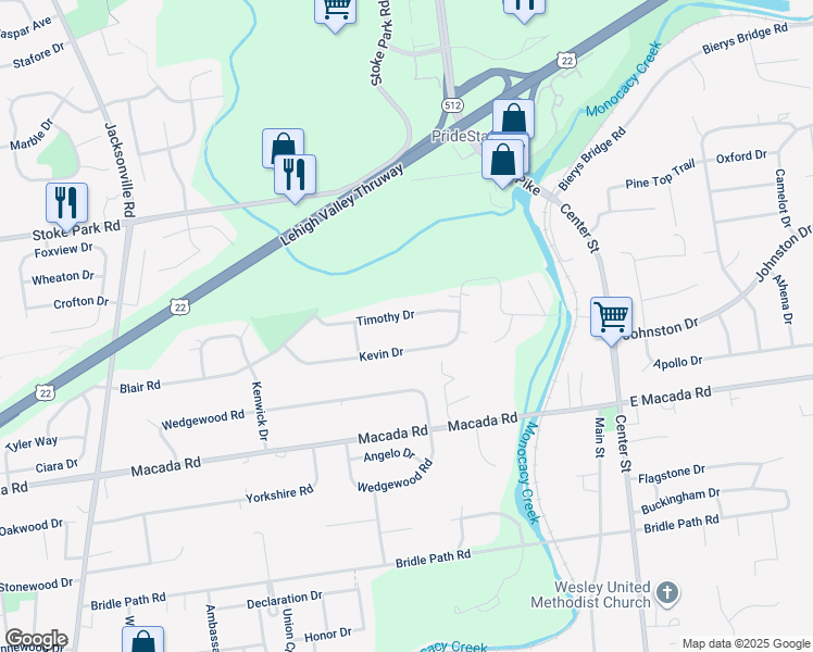 map of restaurants, bars, coffee shops, grocery stores, and more near 427 Timothy Drive in Bethlehem
