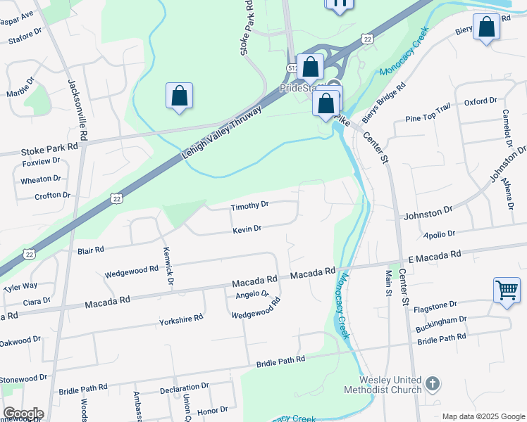 map of restaurants, bars, coffee shops, grocery stores, and more near 427 Timothy Drive in Bethlehem