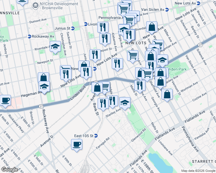 map of restaurants, bars, coffee shops, grocery stores, and more near in Brooklyn