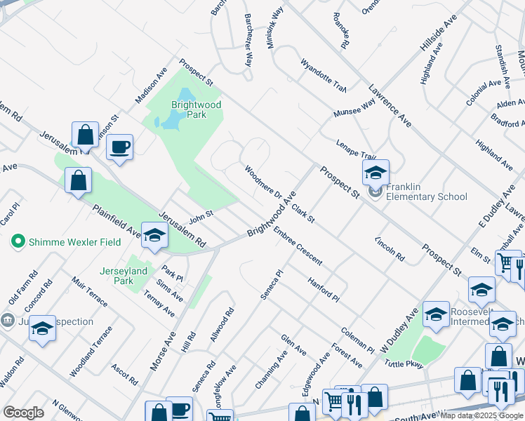 map of restaurants, bars, coffee shops, grocery stores, and more near 4 Sunnywood Drive in Westfield
