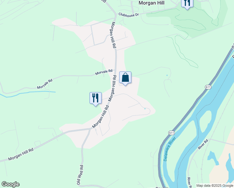 map of restaurants, bars, coffee shops, grocery stores, and more near 25 Echo Ridge Lane in Northampton County