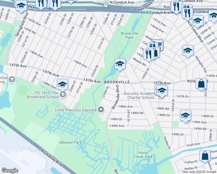 map of restaurants, bars, coffee shops, grocery stores, and more near in Queens